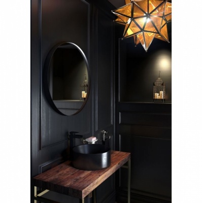 City round bathroom mirror - black